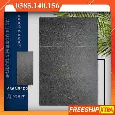 Gạch 30x60 nordic-stone-A36NB402 đá mờ xám đen