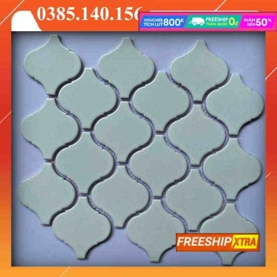 Gạch mosaic hình lồng đèn màu trắng men mờ MHG-869