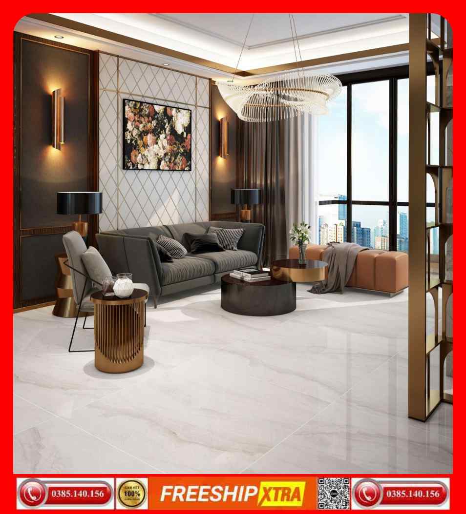 Gạch Italy 100x100 LACASA-LT10014 vân mây màu kem