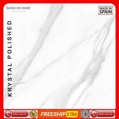 Gạch Italy 120x120 ANCHIS HOME CARRARA LUX màu trắng vân xám khói