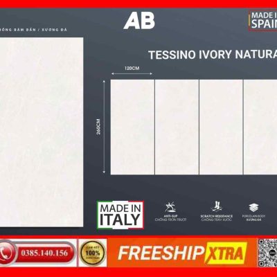 Gạch Italy 120x260 AB TES IVORY NATURAL màu xám kem mờ mịn