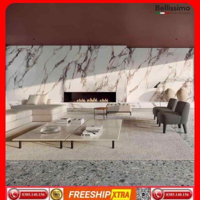 Gạch Italy 120x280 IMPRONTA CALACATTA-PINK LAP vân màu nâu