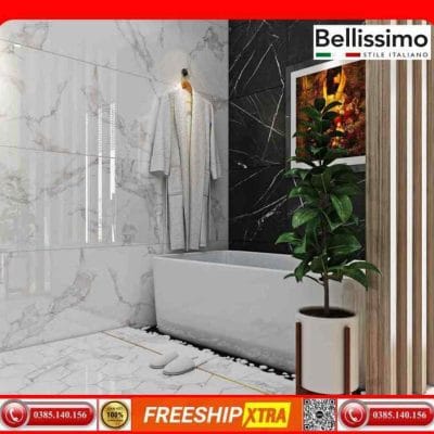 Gạch Italy 60x120 BELLISSIMO BL126M12 trắng vân đá xám calacata bóng