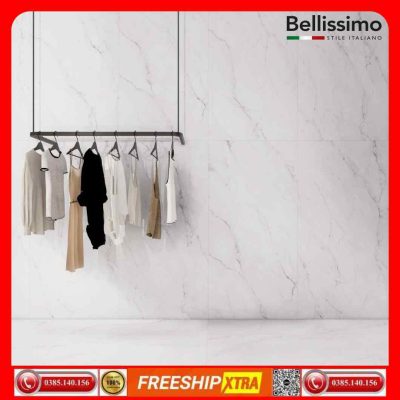 Gạch Italy 90×180 HBI-HB18909 trắng vân xám nhạt mờ mịn